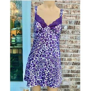 Purple Cheetah/Leopard Print Lace Slip Dress